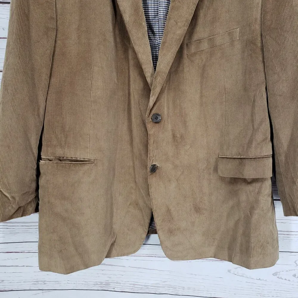 Saddlebred Men's Brown Cotton Corduroy Elbow Patch Sportscoat Size 50R